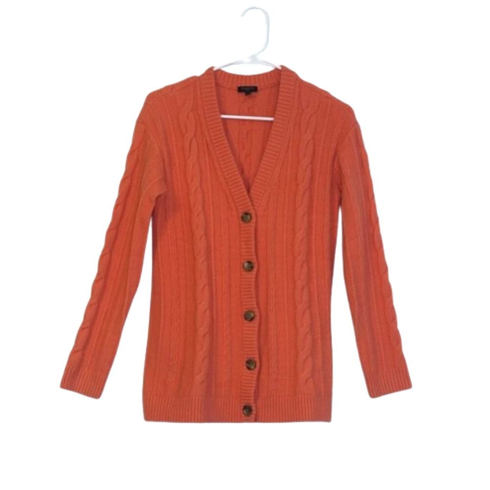 Talbots Wool Cable Button Front Chunky Knit Cardigan Sweater Womens Small Petite